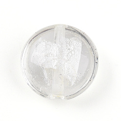 Прозрачный Стеклянные бусины, с фольгой внутри, ручная работа, плоско-круглые, прозрачные, 15~17x8.5~9.5 мм, отверстие : 1~2 мм