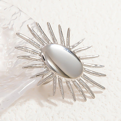 Цветок Регулируемые 304 манжеты из нержавеющей стали, платина, цветок, 45x29 мм, внутренний диаметр: американский размер 7(17.3мм)