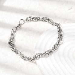 Нержавеющая Сталь Цвет 201 Браслеты из нержавеющей стали с цепочками для мужчин, цвет нержавеющей стали, 8.90 дюйм (22.6 см)