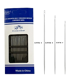 Platinum Iron Yarn Needles, Big Eye Blunt Needles, for Cross-Stitch, Knitting, Ribbon Embroidery, Platinum, 36~42x0.76mm, 12pcs