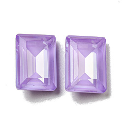 Фиолетовый Бархат Стеклянные стразы кабошоны, точка назад и задняя пластина, граненые, прямоугольные, пурпурного бархата, 14x10x6.5 мм