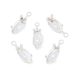 Посеребрённый Латунь пришить настройки зубца, настройки когтей для остроконечных страз, Очарование лошадиных глаз, без кадмия и без свинца, 925 серебро покрытием, 10x3.5x4 мм, отверстие : 0.8 мм, Размер лотка: 6x3 мм