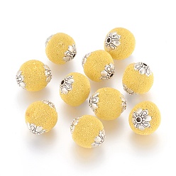 Золотистый Индонезийские бусины, круглые, ручная работа , со сплавочными ядрами, золотые, 13~15x13~14 мм, отверстие : 1.5 мм