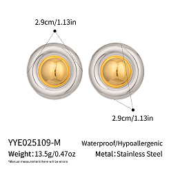 Золотой & Серебряный Европейские плоские круглые серьги-гвоздики из нержавеющей стали, золотой и серебряный, 28.5 мм