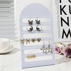 Белый 7-уровневые акриловые наклонные стенды для сережек, арка в форме буквы L, белые, 13.5x23.5 см