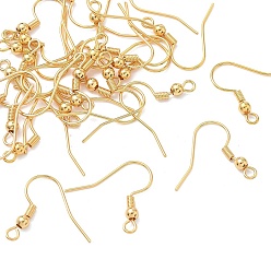 Настоящее золото 18K Французские крючки Shegrace из латуни с пружиной и шариком, без кадмия, без никеля и без свинца, реальный 18 k позолоченный, 20x21.5x3.5 мм, отверстие : 1.8 мм, штифты : 0.7 мм