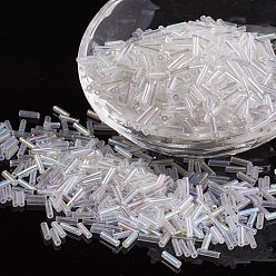 Прозрачный Стеклярус, прозрачные цвета радуги, прозрачные, 12x2 мм, отверстия: 0.5 мм, около 5000 шт / мешок