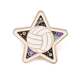 Volleyball Эмалевые булавки, булавки для лацканов из сплава для одежды рюкзака, золотой свет, волейбол, 27.5x28.5 мм