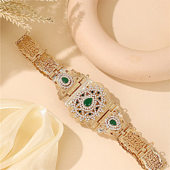 Изумруд Свадебное платье невесты в марокканском стиле в форме капли, украшенное стразами, цепочки для ремня., золотые, изумруд, 1060 мм