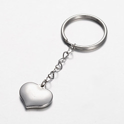 Stainless Steel Color Tarnish Resistant Stainless Steel Heart Keychain, Stainless Steel Color, 70mm