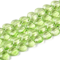 Светло-зеленый Краска для выпечки, прозрачные стеклянные бусины, нити, сердце, светло-зеленый, 8x8x5 мм, отверстие : 0.5~0.9 мм, около 80~81 шт / нитка, 23.62~24.41 дюйм (60~62 см)
