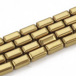 с Покрытием Меди Гальванизировать немагнитных синтетический гематит бисер пряди, кубоид, с медным покрытием, 8x4x4 мм, отверстие : 1 мм, около 50 шт / нитка, 16.14 дюйм