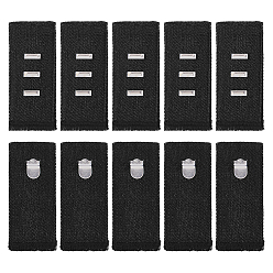 Черный 10шт. хлопковый регулируемый удлинитель талии для джинсов, швейные застежки для аксессуаров к одежде, фурнитура из нержавеющей стали , прямоугольные, чёрные, 84x35x4.5 мм