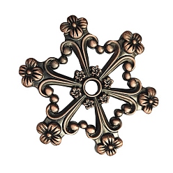 Красная Медь Катушки из цинкового сплава, металлические держатели ниток в стиле ретро, снежинка, Красная медь, 58x50 мм