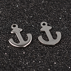 Edelstahl Farbe Anlaufgeschützter Anker 304 Charms aus Edelstahl, Edelstahl Farbe, 12x9x1 mm, Bohrung: 1 mm