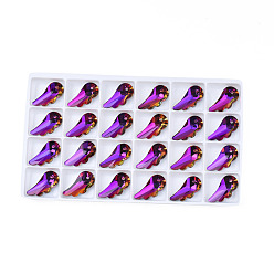 Темно-Фиолетовый Заостренные стеклянные подвески со стразами, граненые, крыло, темно-фиолетовый, 20x10x5 мм, отверстие : 1.6 мм