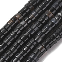 Black Onyx Бусины из натурального черного оникса, Heishi бусы, Плоский круглый / диск, 6x3 мм, отверстие : 1 мм, около 119~131 шт / нитка, 14.76~15.74 дюйм (37.5~40 см)