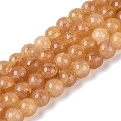 (932FM) Темно-синий аква-матовый с подкладкой Нити из окрашенных стеклянных бусин с эффектом омбре и эффектом кракелюра, имитация драгоценных камней, круглые, темно-золотистые, 6~6.5 мм, отверстие : 0.8~1 мм, около 138~146 шт / нитка, 29.92~31.89 дюйм (76~81 см)