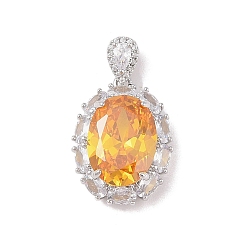 Золотистый Стойка металлическая латунная микропрофилированная кубическая циркония подвески, долговечный, овальные, золотые, 30 мм, отверстие : 2.5x6.5 мм