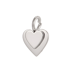 Нержавеющая Сталь Цвет 304 подвески из нержавеющей стали, штамповка пустой метки, двойное очарование сердца, цвет нержавеющей стали, 10x6.50 мм, отверстие: 2 мм