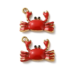 Красный 304 нержавеющей стальной эмали подвески, ионное покрытие, краб, золотые, красные, 14x18x3 мм, отверстие : 1.5 мм
