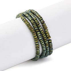 Зеленое Покрытие Гальванические немагнитных гематит бисер пряди, диск, Heishi бусы, зеленый покрытием, 2~2.5x1 мм, отверстие : 0.6 мм, около 365~370 шт / нитка, 15.47'' (39.3 см)