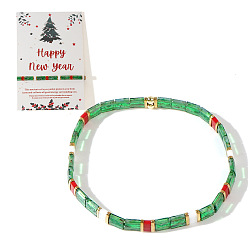 Лайм Рождественские эластичные браслеты из акриловых бусин для женщин, желто-зеленые, 6.30 дюйм (16 см) ~ 6.50 дюйм (16.5 см)