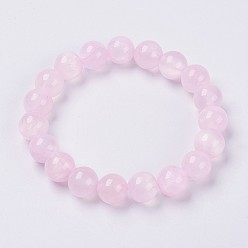 Lavender Blush Natural Green Jade Beaded Stretch Bracelet, Dyed, Round, Lavender Blush, 2 inch(5cm), Beads: 6mm