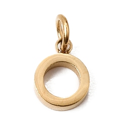 Letter O 304 Edelstahl Reize, Brief Reize, poliert, Ionenbeschichtung (ip), echt 18 k vergoldet, Buchstabe o, 8x6x2 mm, Bohrung: 2.5 mm