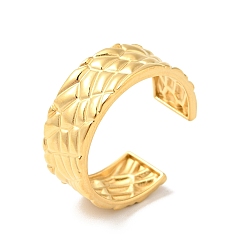 Золотой Ионное покрытие (ip) 304 открытая манжета из текстурированной нержавеющей стали для мужчин и женщин, золотые, размер США 9 (18.9 мм)