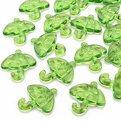 Green Transparent Acrylic Pendants, Umbrella with Bowknot, Green, 42.5x38x7.5mm, Hole: 3x3.5mm, about 109pcs/500g