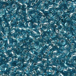 Pale Turquoise 12/0 Glass Seed Beads, Silver Lined Round Hole, Round, Pale Turquoise, 2mm, Hole: 1mm, about 30000 beads/pound