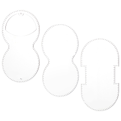 Прозрачный Шаблоны для кожаного кошелька для монет своими руками из акрила, прозрачные, 163x89x2.5 мм, отверстие : 1~3 мм, 3 шт / комплект