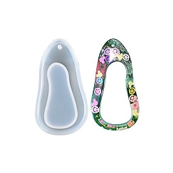 Teardrop DIY Irregular Shape Pendant Silicone Molds, Resin Casting Molds, for UV Resin & Epoxy Resin Jewelry Making, Teardrop Pattern, 72x39x13mm, Hole: 2.7mm, Inner Diameter: 35x69mm