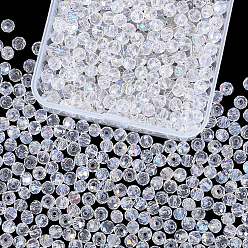 Clear AB 1500Pcs Electroplate Glass Beads, AB Color Plated, Faceted, Rondelle, Clear AB, 4x3mm, Hole: 0.4mm