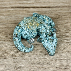 Синтетическая Бирюза Украшение для дисплея дракона из смолы, с синтетической бирюзовой крошкой внутри статуэток для украшения домашнего офиса, 90x100x40 мм