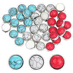 Antique Silver 36Pcs 3 Colors Alloy & Synthetic Turquoise Buckles, Half Round, Mixed Color, Antique Silver, 1.4cm