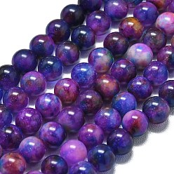 Сине-фиолетовый Натуральный Malaysia нефритовые бусы пряди, окрашенная и подогревом, круглые, красочный, 8~8.5 мм, отверстие : 1.2 мм, около 48 шт / нитка, 14.96 дюйм (38 см)