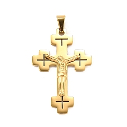 Золотой 304 из нержавеющей стали большие кулоны, подвеска в виде креста-распятия, с 201 держателями для ледоруба из нержавеющей стали, ионное покрытие (ip), золотые, 50x33.5x4.5 мм, отверстие : 9x5 мм