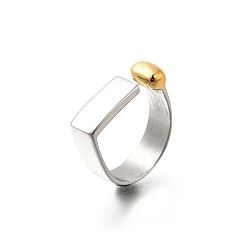 Позолоченный и Цвет Нержавейки Прямоугольник 304 манжетные кольца из нержавеющей стали, настоящее золото и нержавеющая сталь, 6 мм, внутренний диаметр: 16x18 мм