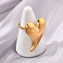 Золотой 304 из нержавеющей стали манжеты кольца, сердце, золотые, 29x23 мм, внутренний диаметр: 17 мм