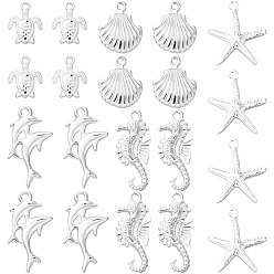 Серебро 60шт 5 стили наборы подвесок из сплава, смешанные формы, серебряные, 16~28.5x12~18.5x1.5~3.5 мм, отверстие : 1.4~1.7 мм, 12 шт / стиль