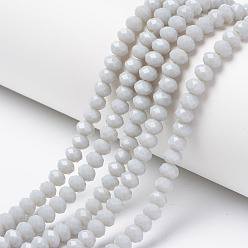 Gris Clair Perles de verre opaques de couleur unie, facette, rondelle, gainsboro, 10x8mm, Trou: 1mm, Environ 63~65 pcs/chapelet, 49~50 cm