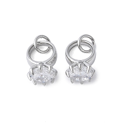 Платина Латунные микро проложить кубического циркония прелести, алмаз, с целью перехода в кольце, без кадмия и без свинца, платина, 11.5x7 мм, отверстие : 3 мм