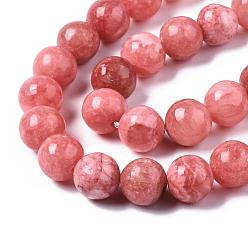 Chalcedony Natural Chalcedony Beads Strands, Imitation Rhodochrosite, Dyed & Heated, Round, 10mm, Hole: 1mm, about 37~38pcs/strand, 14.96~15.35 inch(38~39cm)