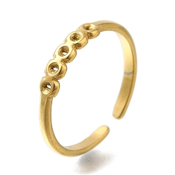 Настоящее золото 18K Ионное покрытие (IP) 304 Компоненты открытого манжетного кольца из нержавеющей стали, настройки кольца для горного хрусталя, реальный 18 k позолоченный, внутренний диаметр: регулируемый, 3 мм, пригодный для стразов 1 мм