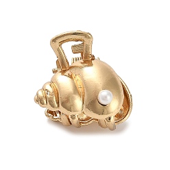 Золотой Сплав клипы коготь волос, с имитацией жемчуга, аксессуары для волос для женщин и девочек, формы раковины, золотые, 22.5x21x22 мм