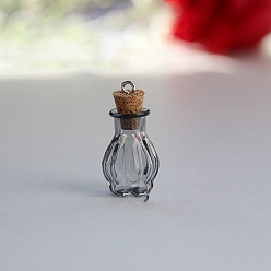 Гейнсборо Стеклянные пустые подвески для бутылок желаний, с пробковыми пробками и петлями, светло-серые, 18x22 мм