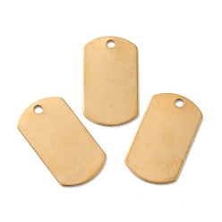 Настоящее золото 18K Ионное покрытие (ip) 201 кулон из нержавеющей стали, прямоугольные, реальный 18 k позолоченный, 35x19.5x1 мм, отверстие : 3 мм