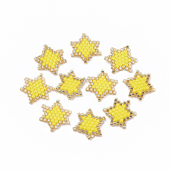 Gold Handmade Japanese Seed Beads, Loom Pattern, Star of David, Gold, 12x12x2mm